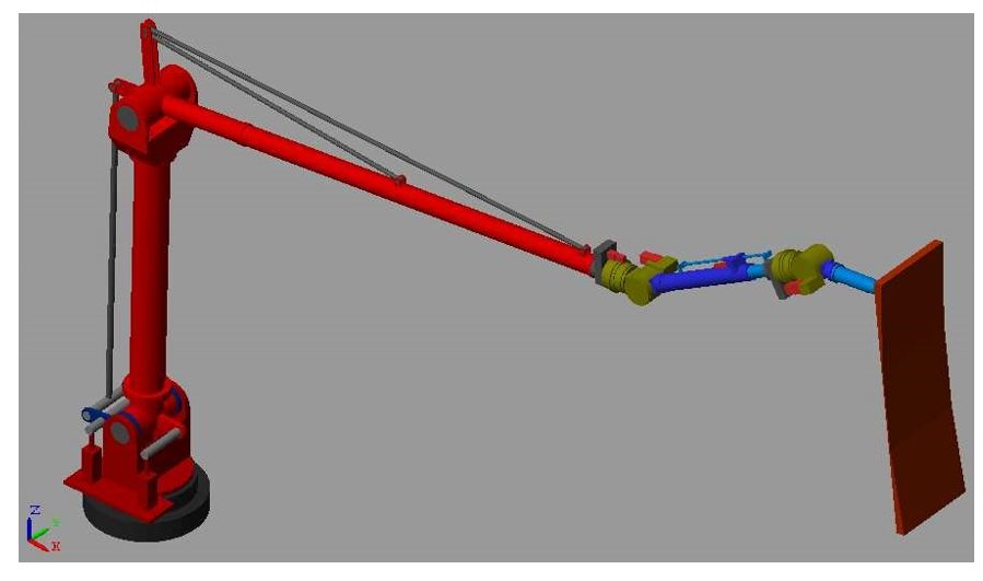 Рис. 6. 3D-модель процесса резки лазер-роботом объекта переменной толщины